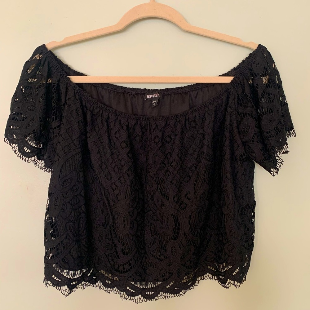 Black off the shoulder crop top